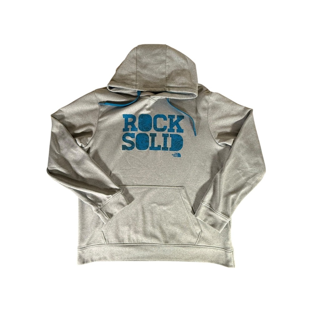 The North Face Hoodie Adult Extra Large Gray Blue Rock Solid Pulliover Mens